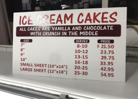 Old Fashioned Ice Cream menu