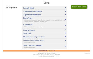 Matsu Sushi menu