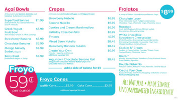 Yogurtown menu
