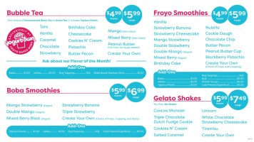 Yogurtown menu