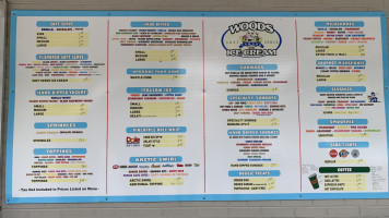 Wood's Ice Cream menu