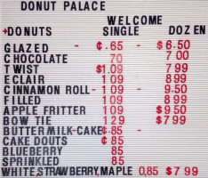 The Donut Palace menu