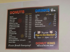 Donut King menu