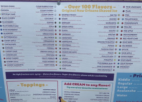 Pelican's Snoballs Grovetown menu