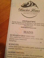 Glacier Haus Bistro Pizza menu