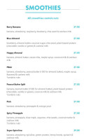 Zest Juice Co menu