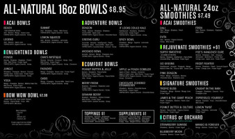 Rush Bowls menu