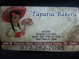 La Tapatia Bakery menu