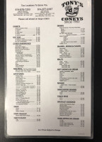 Tony's Coney's menu