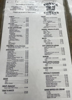 Tony's Coney's menu