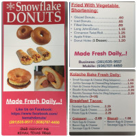 Snowflake Donuts Kemah menu