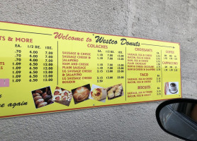 Westco Donuts menu