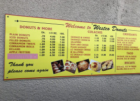 Westco Donuts menu