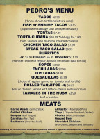 Pedro's Cocina Mexicana menu