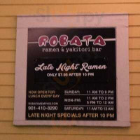 Robata Ramen and Yakitori Bar menu