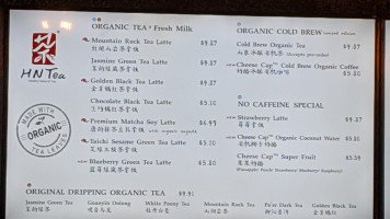 Hntea Organic Tea House Tustin menu