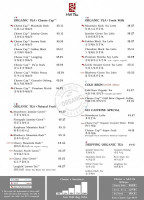 Hntea Organic Tea House Tustin menu