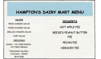 Hampton's Dairy Mart menu