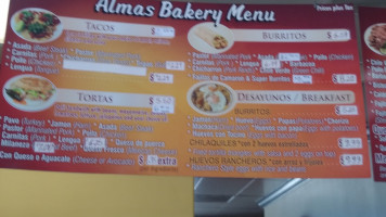 Alma's Bakery Deli menu