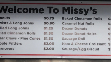 Missy's Donuts Bakery menu