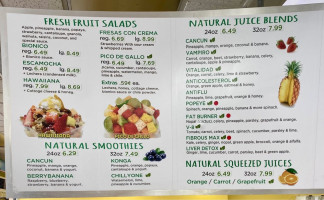 Cancun Juice menu