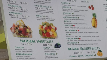 Cancun Juice menu