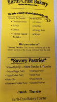 Earthcrust Bakery menu