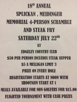 Edgeley Country Club menu