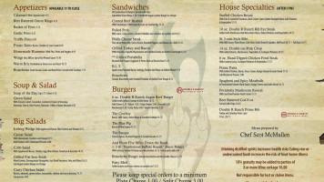 Cougar Dave's Food Spirits menu