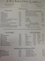 Three B's Bakery Lunch menu