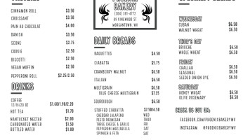 Phoenix Bakery menu