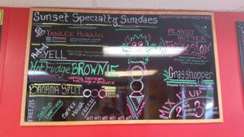 Sunset Ice Cream Parlor menu