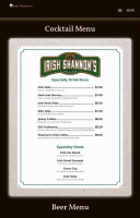 Irish Shannon's menu