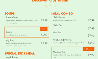 Indian Delight menu