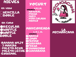 La Michoacana menu