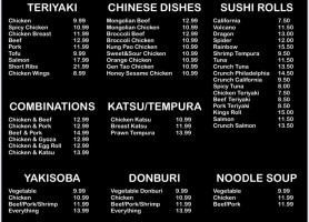 King's Teriyaki Sushi menu