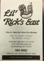 Lil Rick's East menu