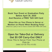 Lemon Grass Fusion Bistro menu