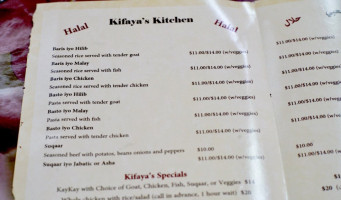 Kifaya's Kitchen menu