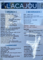 L'acajou Bakery And Cafe menu