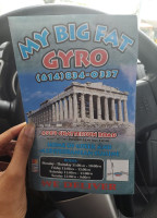 My Big Fat Gyros menu