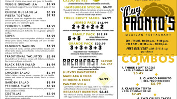 Pronto's Tacos menu