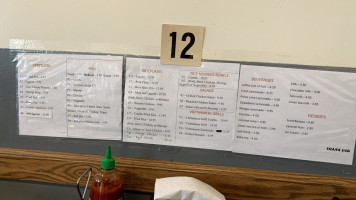 Pioneer Saloon menu