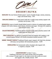 Opa Willow Glen menu