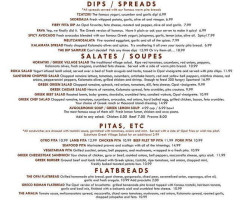 Opa Willow Glen menu