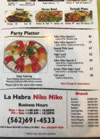 Niko Niko Sushi menu