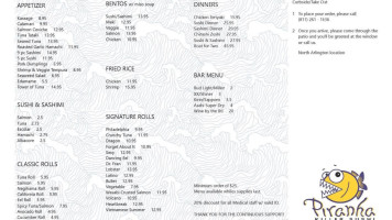 Piranha Killer Sushi menu