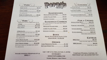 Poppa's Bbq menu