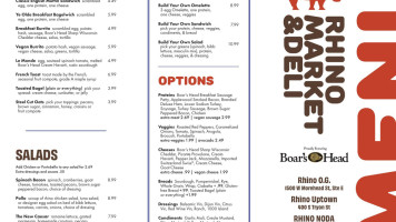 Rhino Market Deli menu