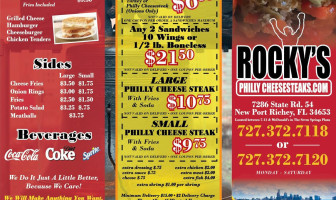 Rocky's Philly Cheesesteaks And Hoagies menu